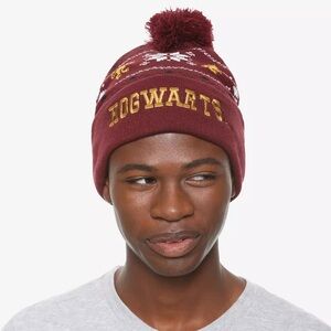HARRY POTTER HOGWARTS POM BEANIE! Unisex Embroidered Knit Cozy Winter Magic NWT